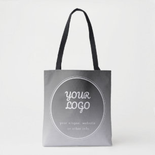 Your Logo & Editable Text Dark Grey Gradient Tote Bag