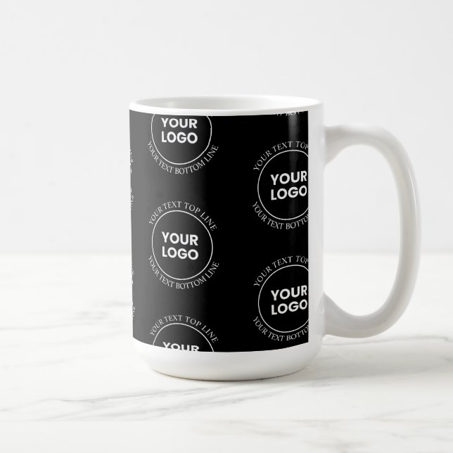 Your Logo & Editable Text | Repeating Pattern  Coffee Mug (Right)
