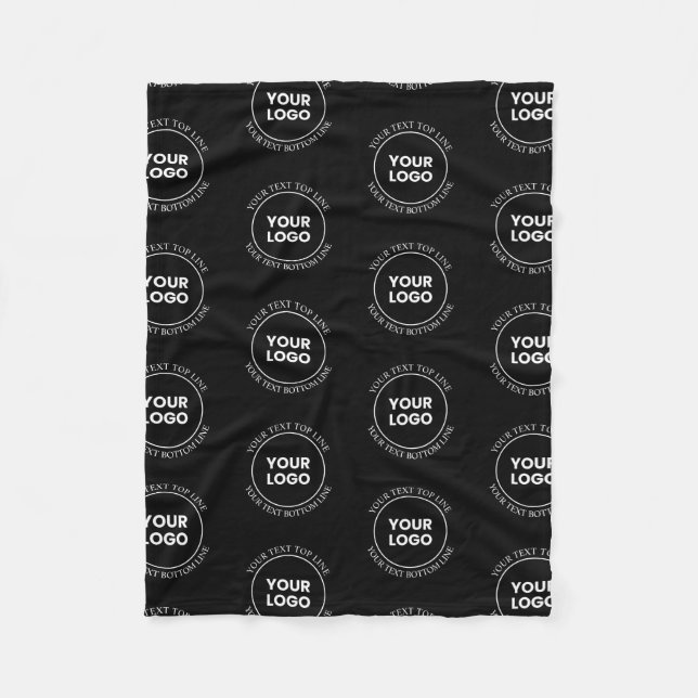 Your Logo & Editable Text | Repeating Pattern  Fleece Blanket (Front)