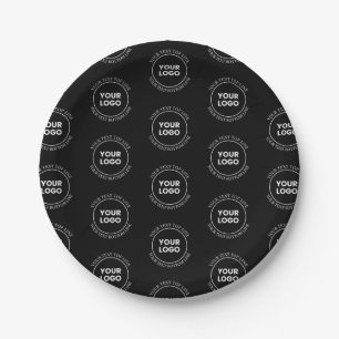 Your Logo & Editable Text   Repeating Pattern  Paper Plate