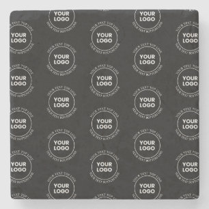 Your Logo & Editable Text   Repeating Pattern  Stone Coaster