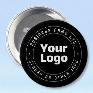 Your Logo & Editable Text Template   Black & White 7.5 Cm Round Badge
