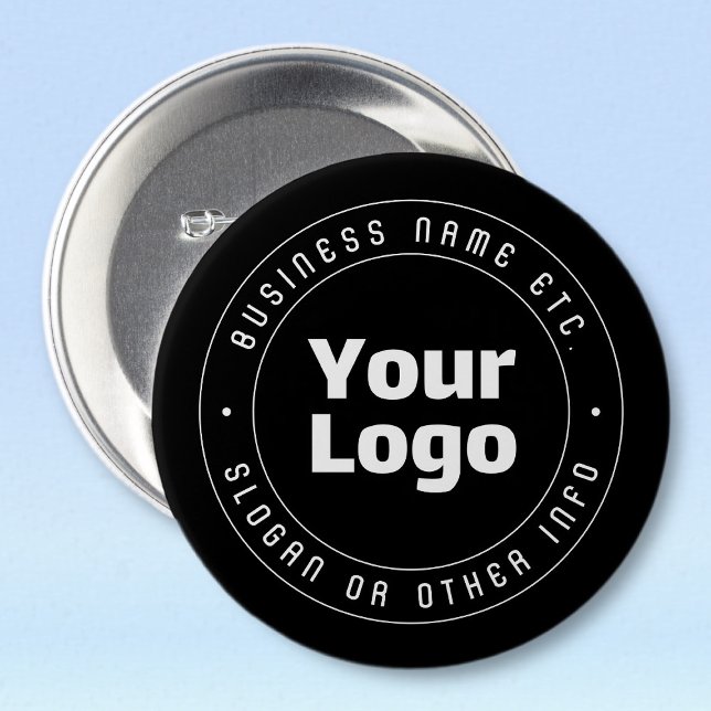 Your Logo & Editable Text Template | Black & White 7.5 Cm Round Badge (Creator Uploaded)