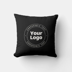 Your Logo & Editable Text Template   Black & White Cushion
