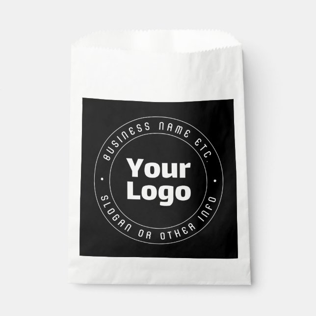 Your Logo & Editable Text Template | Black & White Favour Bag (Front)
