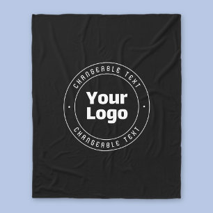 Your Logo & Editable Text Template   Black & White Fleece Blanket
