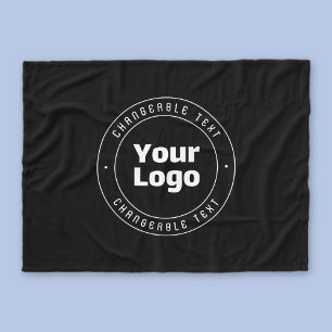 Your Logo & Editable Text Template   Black & White Fleece Blanket
