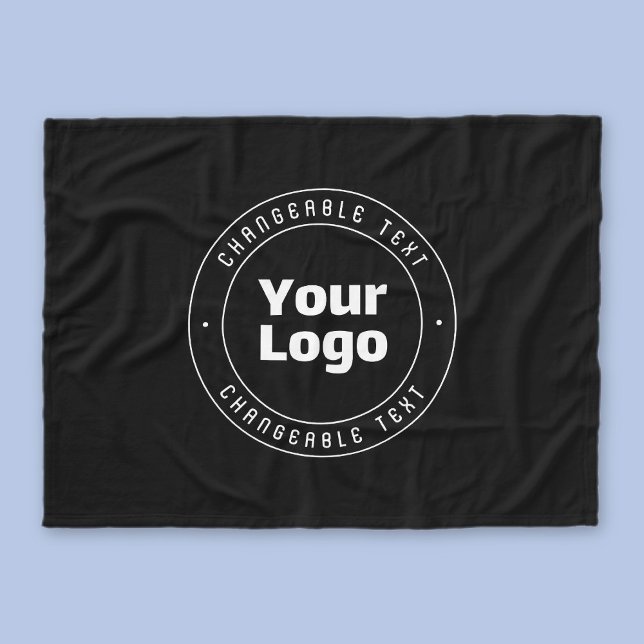 Your Logo & Editable Text Template | Black & White Fleece Blanket (Creator Uploaded)
