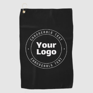 Your Logo & Editable Text Template Black & White Golf Towel