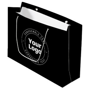 Your Logo & Editable Text Template   Black & White Large Gift Bag