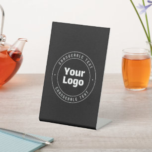 Your Logo & Editable Text Template   Black & White Pedestal Sign