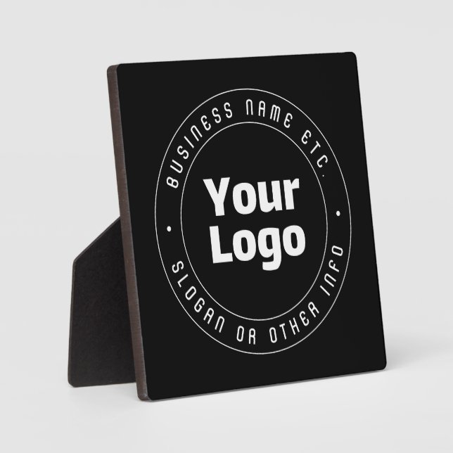 Your Logo & Editable Text Template | Black & White Plaque (Front)