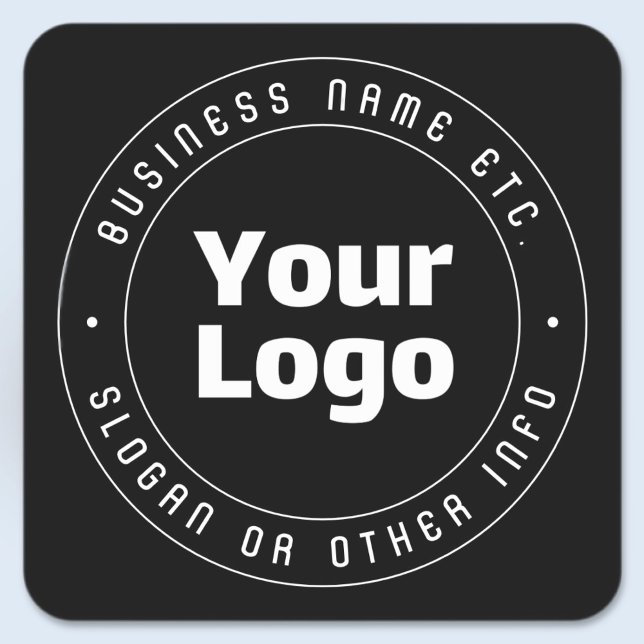 Your Logo & Editable Text Template | Black & White Square Sticker (Creator Uploaded)