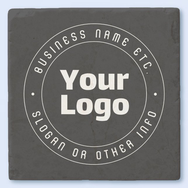 Your Logo & Editable Text Template | Black & White Stone Coaster (Creator Uploaded)