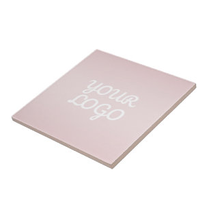 Your Logo & Elegant Modern Blush Pink Ombre Ceramic Tile