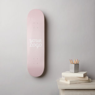 Your Logo & Elegant Modern Blush Pink Ombre Skateboard