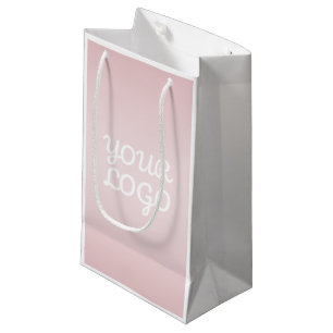 Your Logo & Elegant Modern Blush Pink Ombre Small Gift Bag