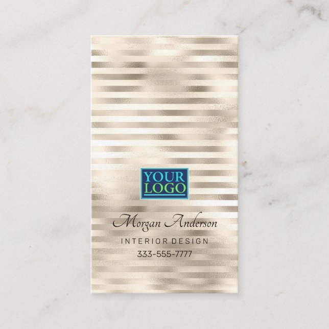 Your Logo, Elegant, Professional Platinum Stripped Business Card (Front)