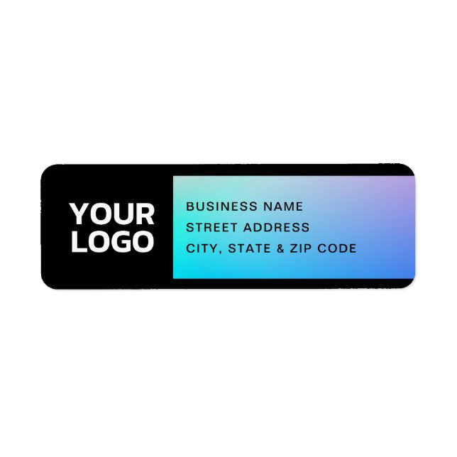 Your Logo | Fading Turquoise & Purple Return Address Label (Front)