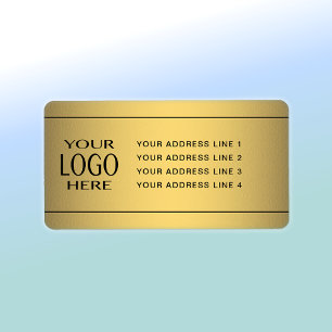 YOUR LOGO Faux Gold & Black Return Address Label
