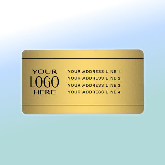 YOUR LOGO | Faux Gold & Black Return Address Label