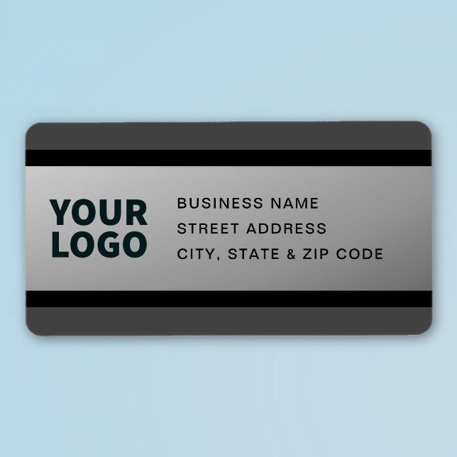 YOUR LOGO Faux Silver Black & Grey Return Address Label (Creator Uploaded)