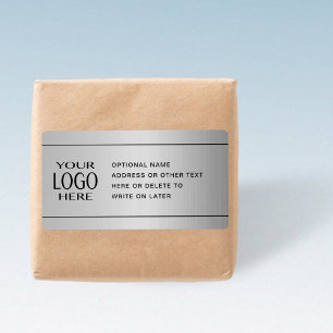 YOUR LOGO Faux Silver Metal & Optional Text