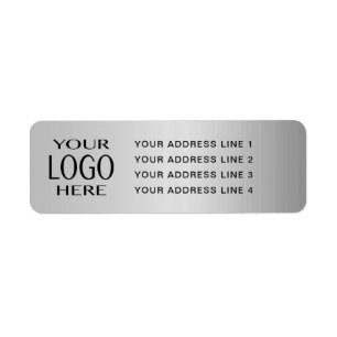 YOUR LOGO   Faux Silver Metal Return Address Label