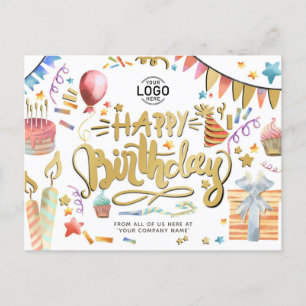 Your Logo Fun Party Faux Gold Business Birthday Holiday Postcard