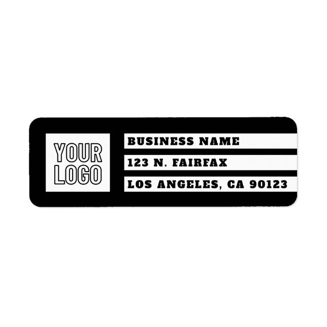 Your Logo Geometric Stripes | Black & White Return Address Label (Front)