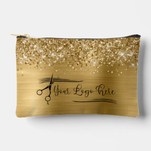 Your Logo Glittery Gold Glam Accessory Pouch