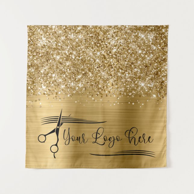 Your Logo Glittery Gold Glam Tapestry (Front)