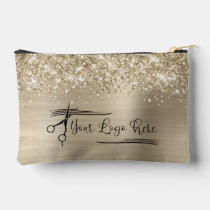 Your Logo Glittery Pale Gold Glam Accessory Pouch