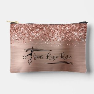 Your Logo Glittery Rose Gold Glam Accessory Pouch