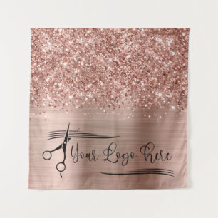 Your Logo Glittery Rose Gold Glam Tapestry