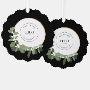 Your logo goes here Holiday Modern Wreath Business Tree Decoration Card