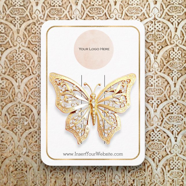 Your Logo Gold Foil Bow Hair Clip Display Vertical Business Card (Creator Uploaded)