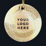 Your Logo Gold Glitter Drips Trendy Christmas Ball Ceramic Ornament<br><div class="desc">Your Business Logo Gold Glitter Drips Trendy Christmas Ball Custom Ceramic Ornament . A luxury holiday decoration for any kind of business.
Custom Your Photo Christmas Tree Decor gift Ceramic Ornament in gold trendy shining tones</div>