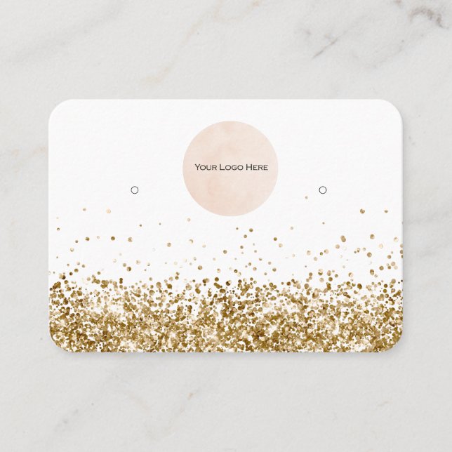 Your Logo Gold Glitter Earring Display Card (Front)