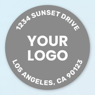 Your Logo Grey Background & White Text Classic Round Sticker