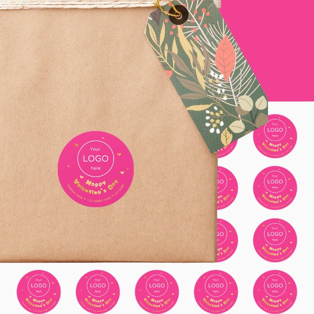 Your logo happy Valentine's day neon pink Sticker (Creator Uploaded)