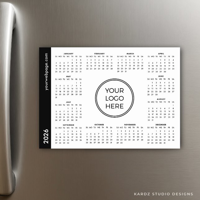 Your Logo Here 2026 white Magnetic Calendar (Calendar shown in 5 x 7 inches)