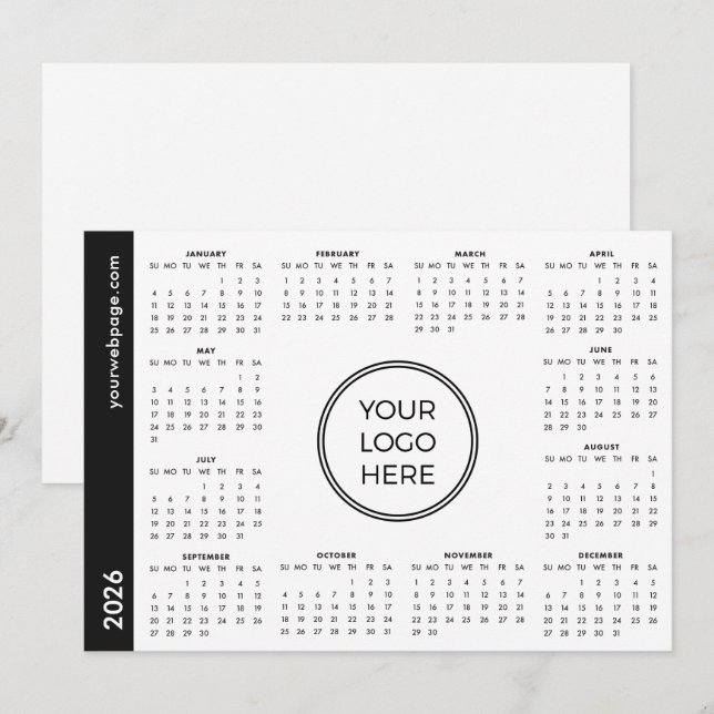 Your Logo Here 2026 white Magnetic Calendar Holiday Card (Front/Back)