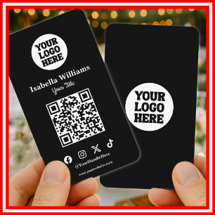 Your Logo Here Black Modern   Simple QR Code Business Card