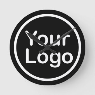 Your Logo Here   Black Round Clock