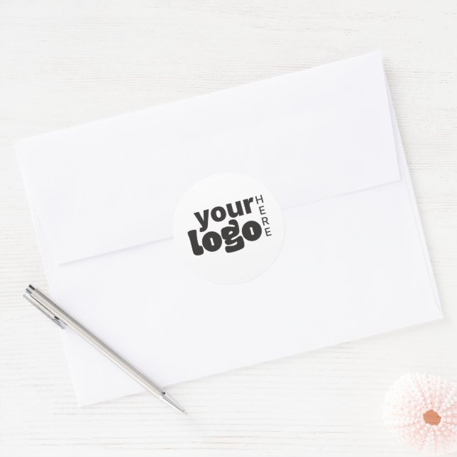 Your Logo Here Chic Modern Minimal Simple Classic Round Sticker (Envelope)