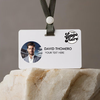 Your Logo Here Company Business QR Code Photo Name ID Badge