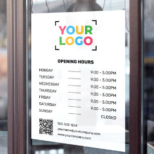 Your Logo Here Custom Opening Hours Business White