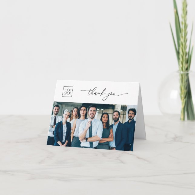 Your Logo Here Custom Photo Business Company Thank You Card (Front)