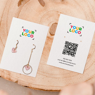 Your Logo Here Earrings Qr Code White Display Card